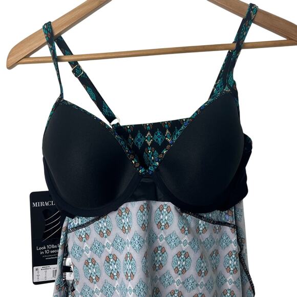 New Miraclesuit  Allura Geometric Underwire Bra Top Tankini Top - Picture 8 of 11